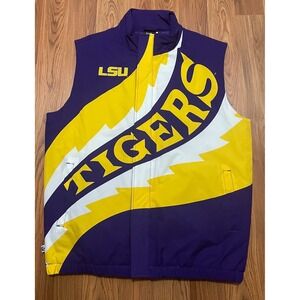 LSU Tigers Puffer Vest Mens Large Chalk Line Big Logo Sleeveless Jacket